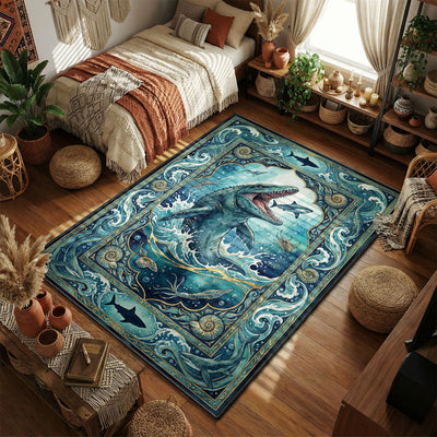 Mosasaurus Shark Feast Rug - Jurassic World Room Mat
