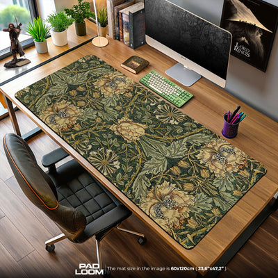 Mossfield Bloom Mouse Pad, Vintage Garden Gaming Desk Mat
