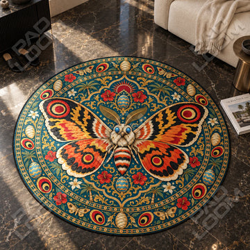 Mothra Hibiscus Round Rug - Godzilla Chair Mat