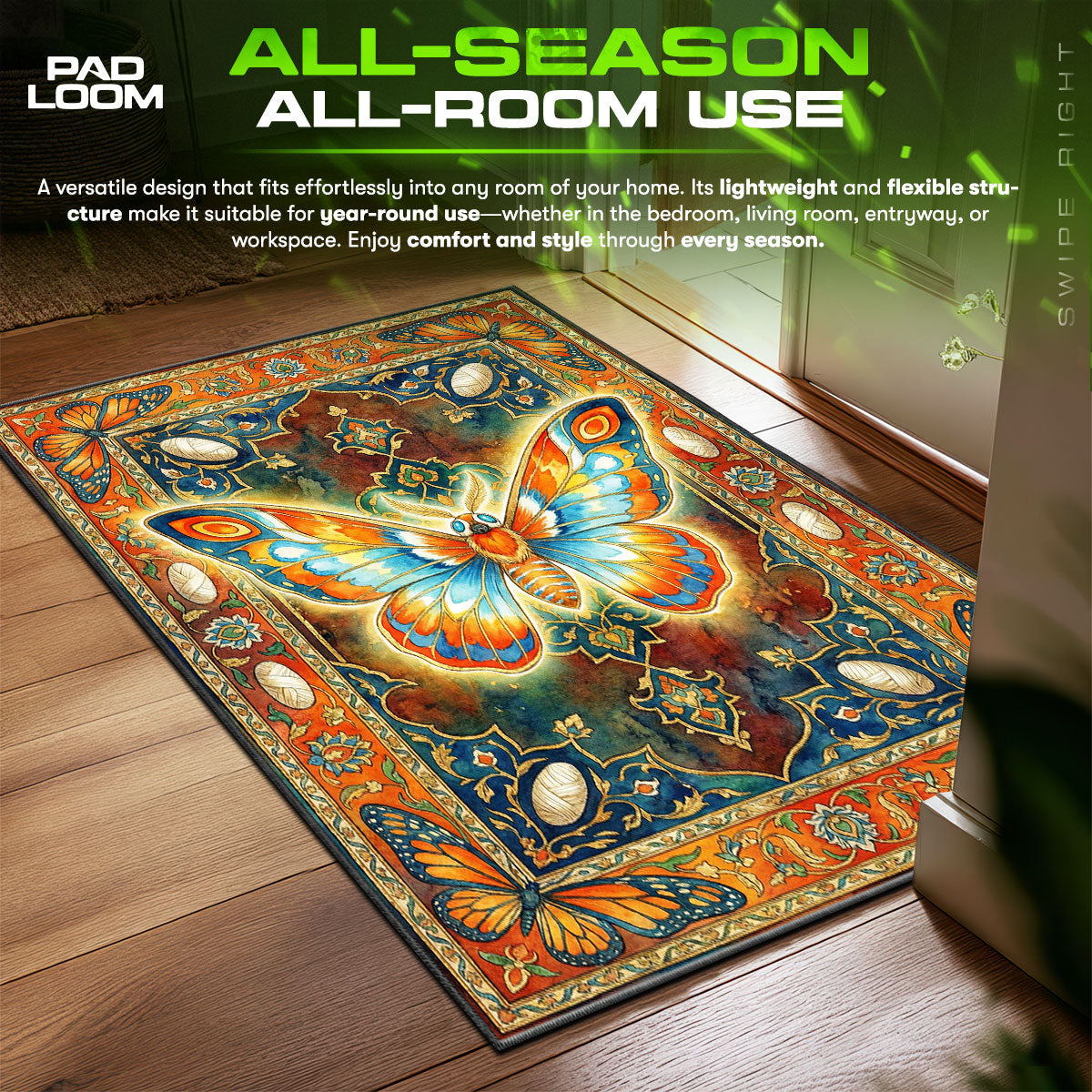 Mothra Radiant Tapestry Monsterverse Room fan rug — premium quality print