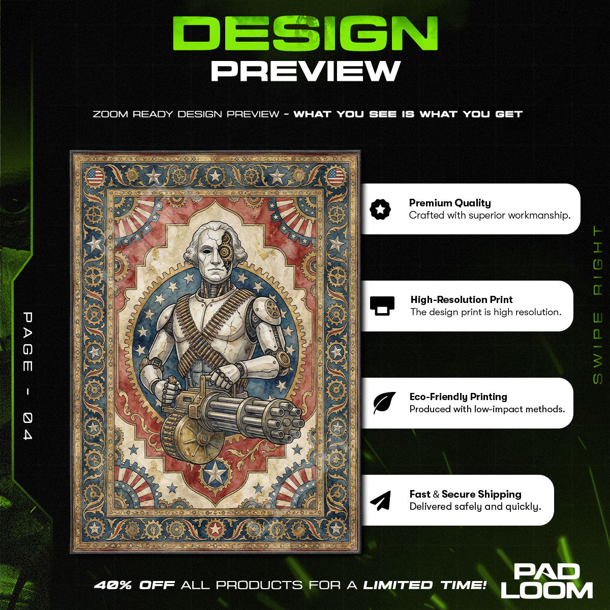 Motorized Patriot Steampunk Rug - BioShock Infinite Chair Mat