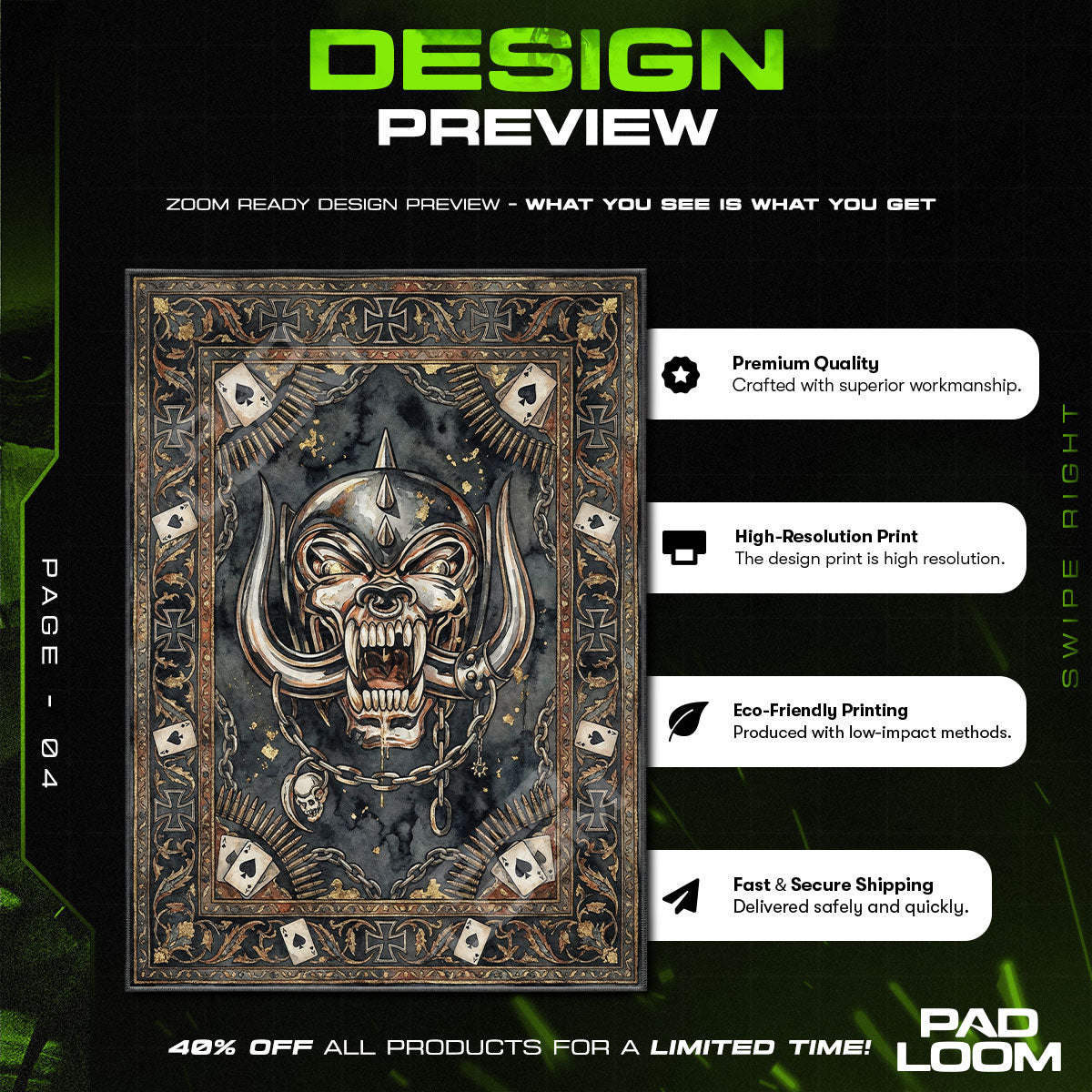 Motörhead Snaggletooth Heavy Metal Area rug — main product view