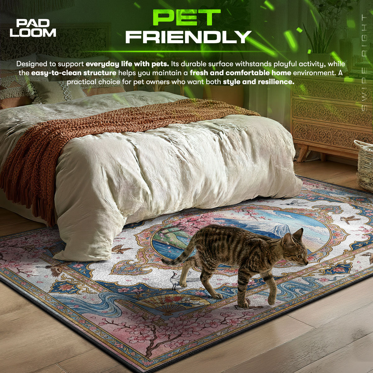 Mount Fuji themed area rug for home decor fans