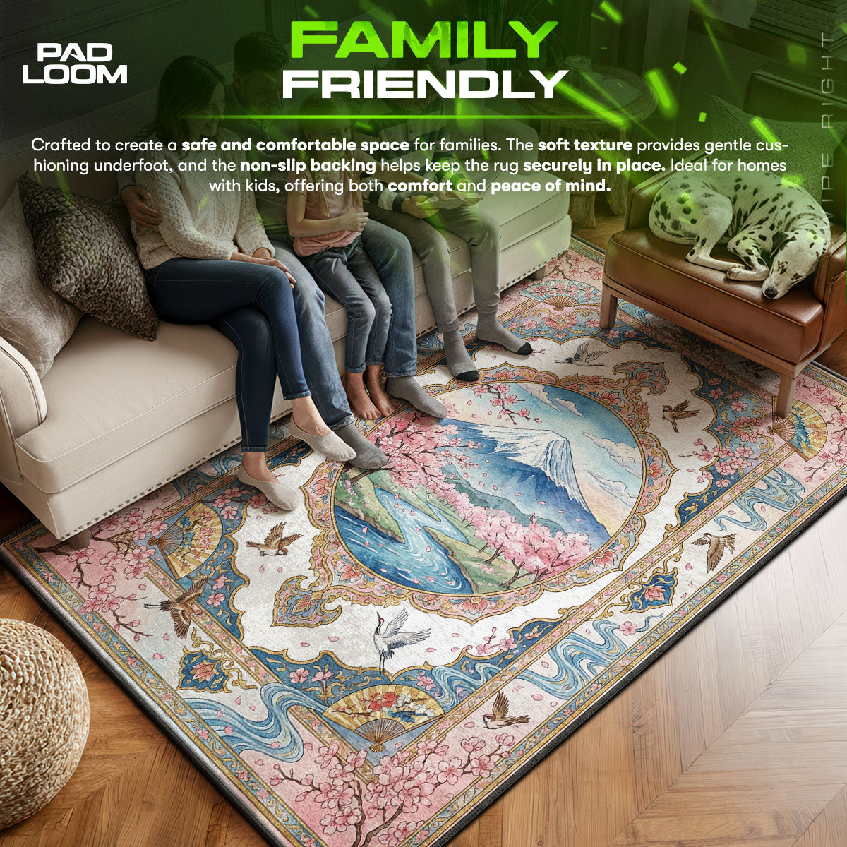 Area character design printed on rug