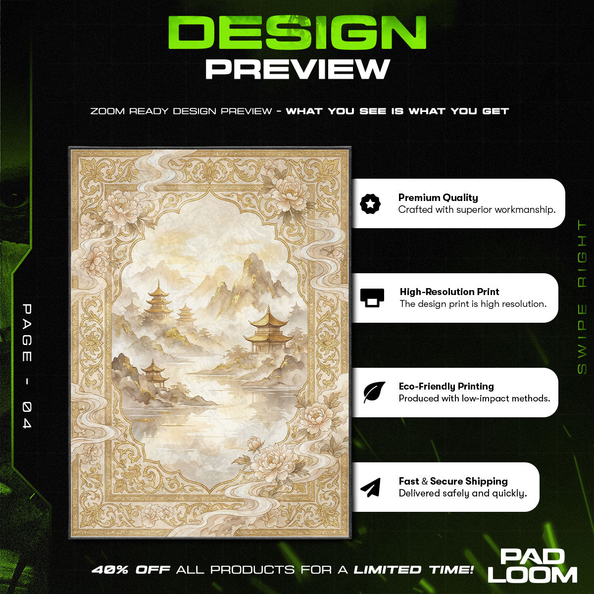 Mountain Temple Mist Asian Landscape Area rug — main product view