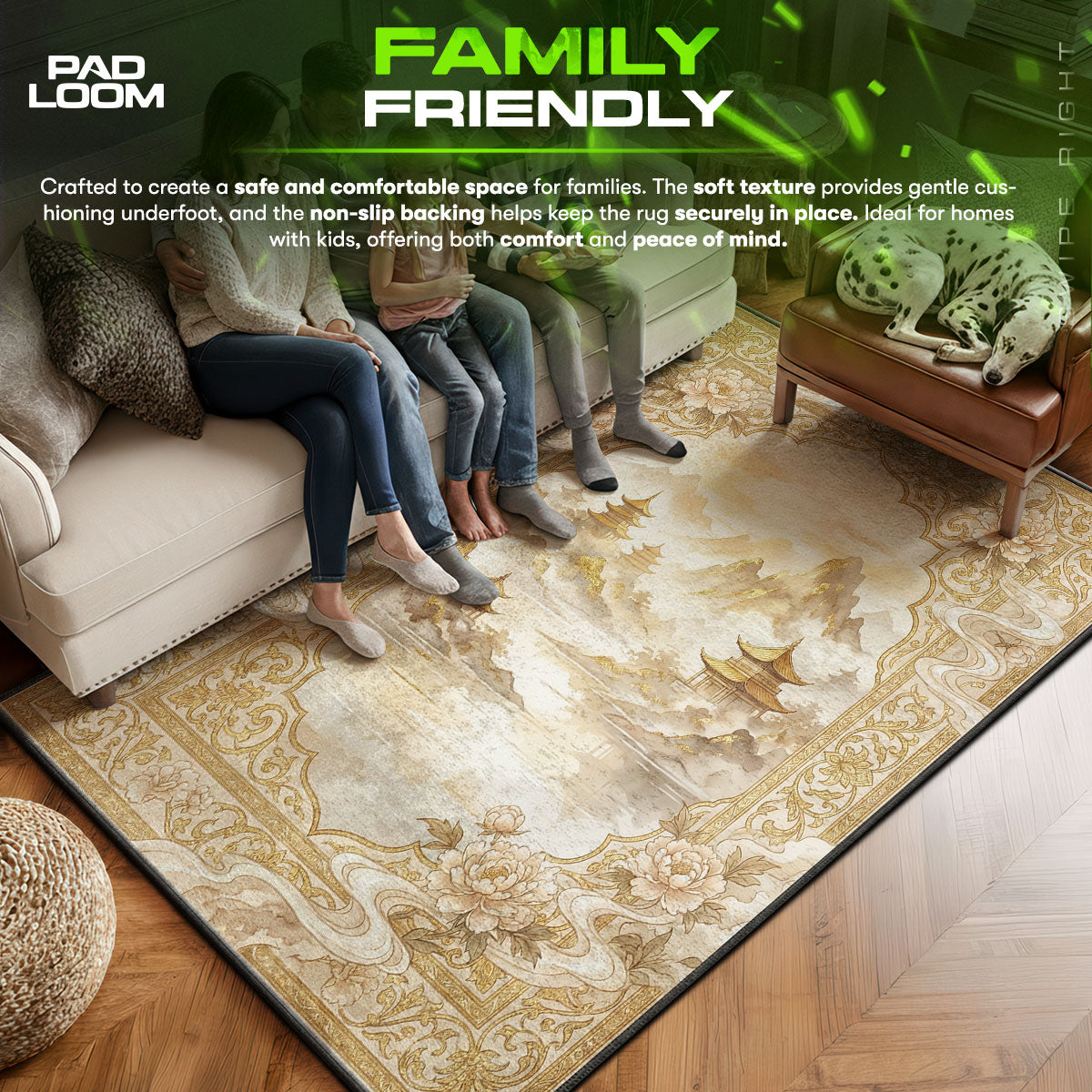 Area character design printed on rug
