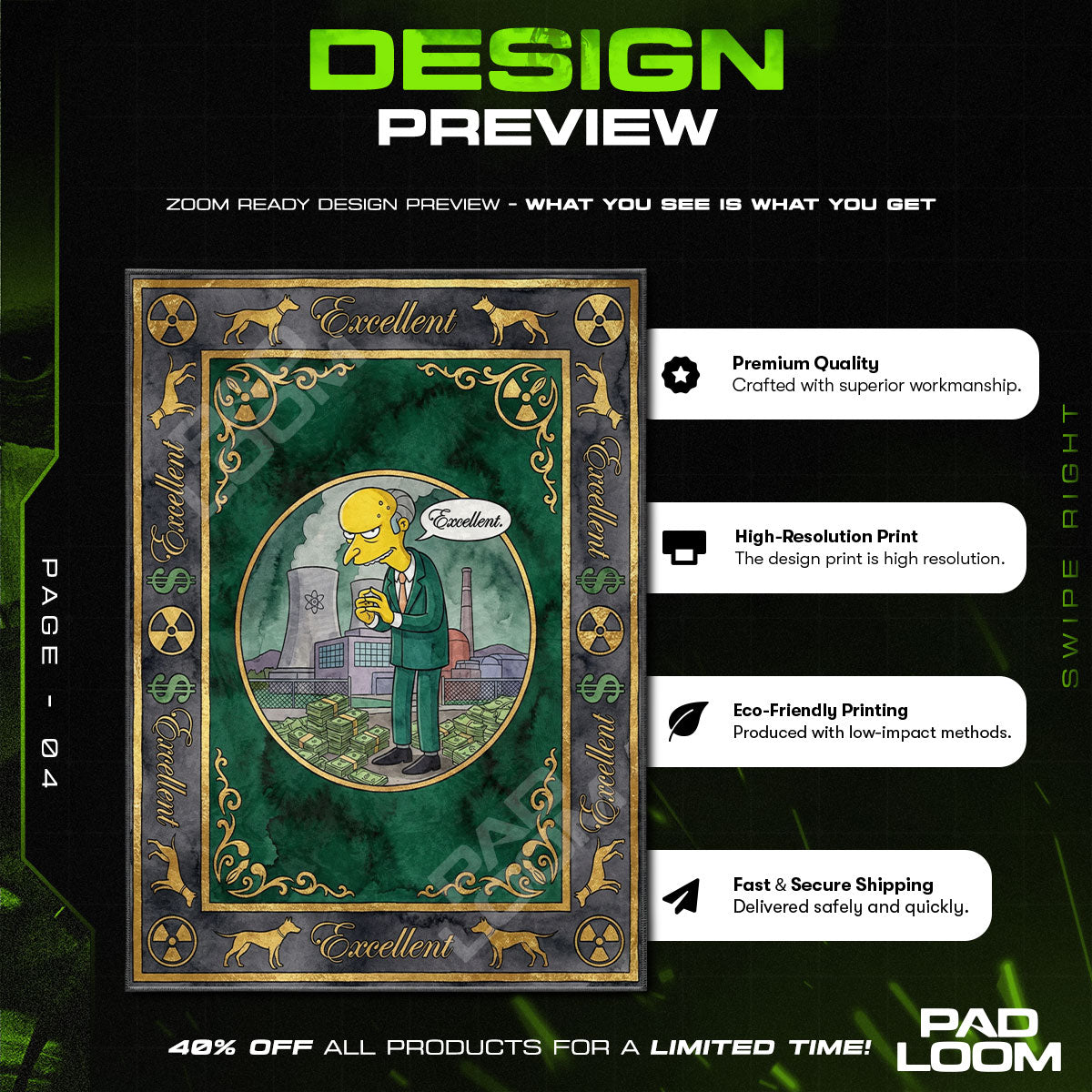 Room character design printed on rug