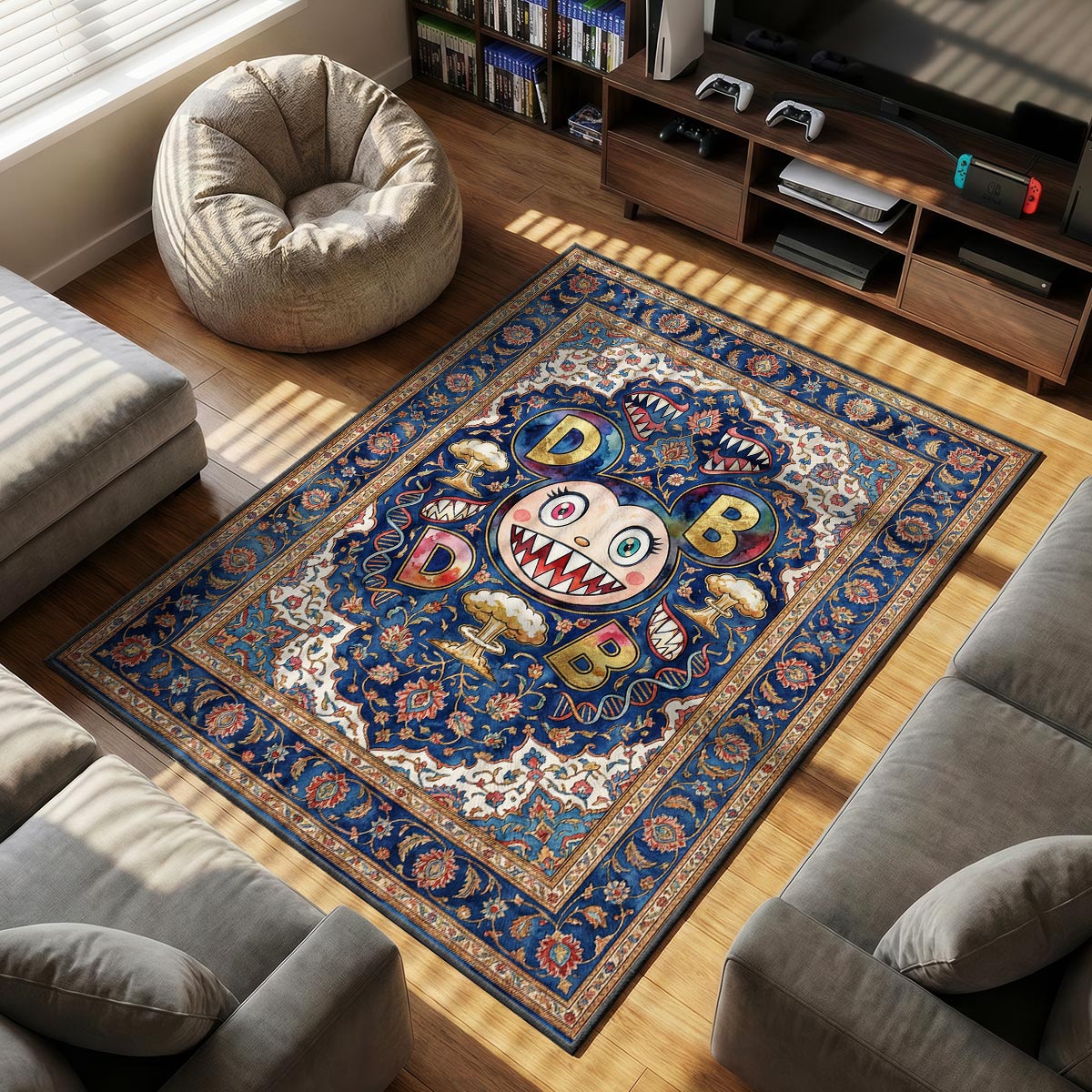 Mr DOB themed area rug for home decor fans
