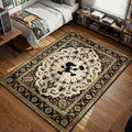 Mr. Game & Watch holding a hammer surrounded by judge numbers 1 through 9 in a vintage sepia style gaming area rug and floor mat