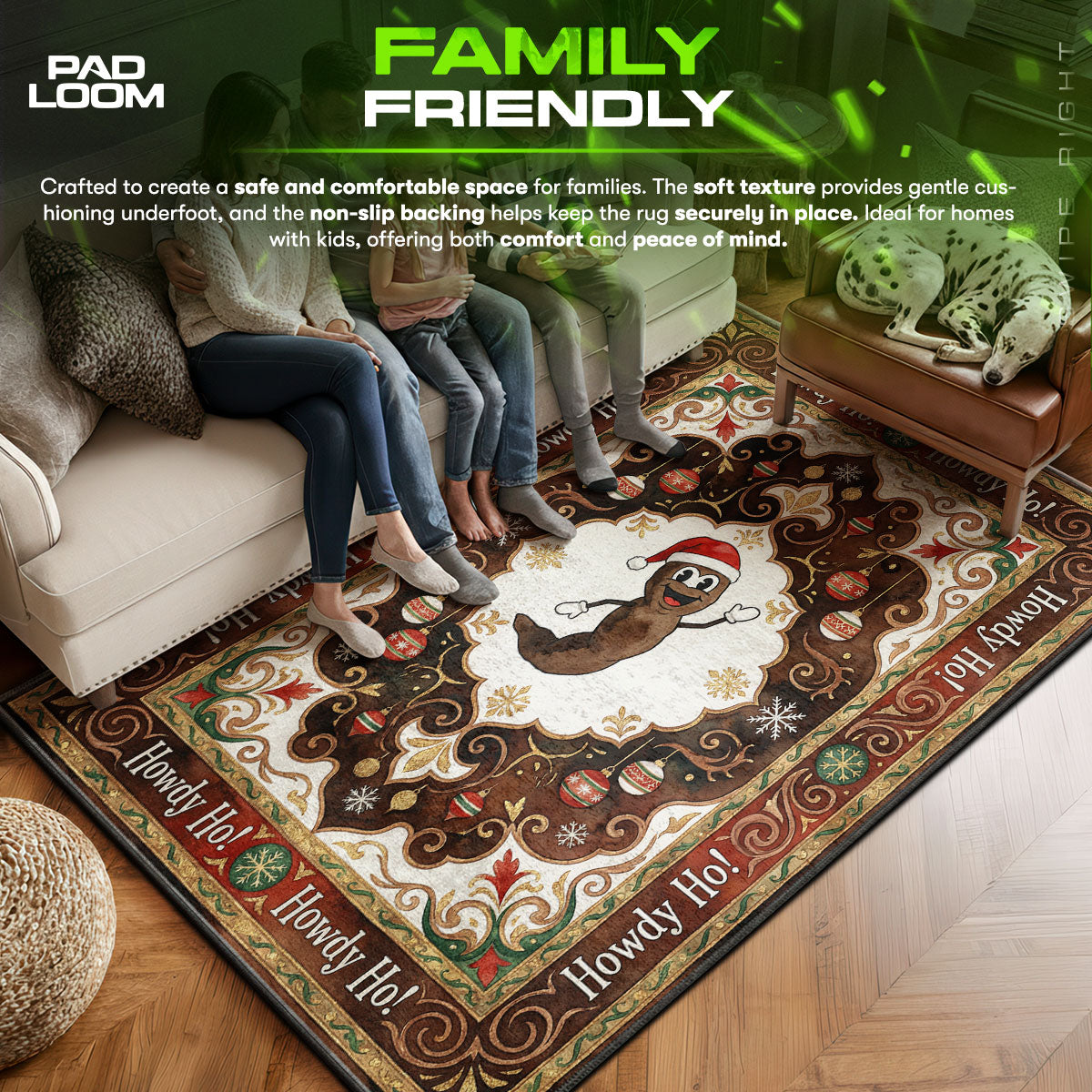 Area character design printed on rug