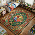 Mr. Krabs SpongeBob area rug with money coins and bills on red green ornamental background