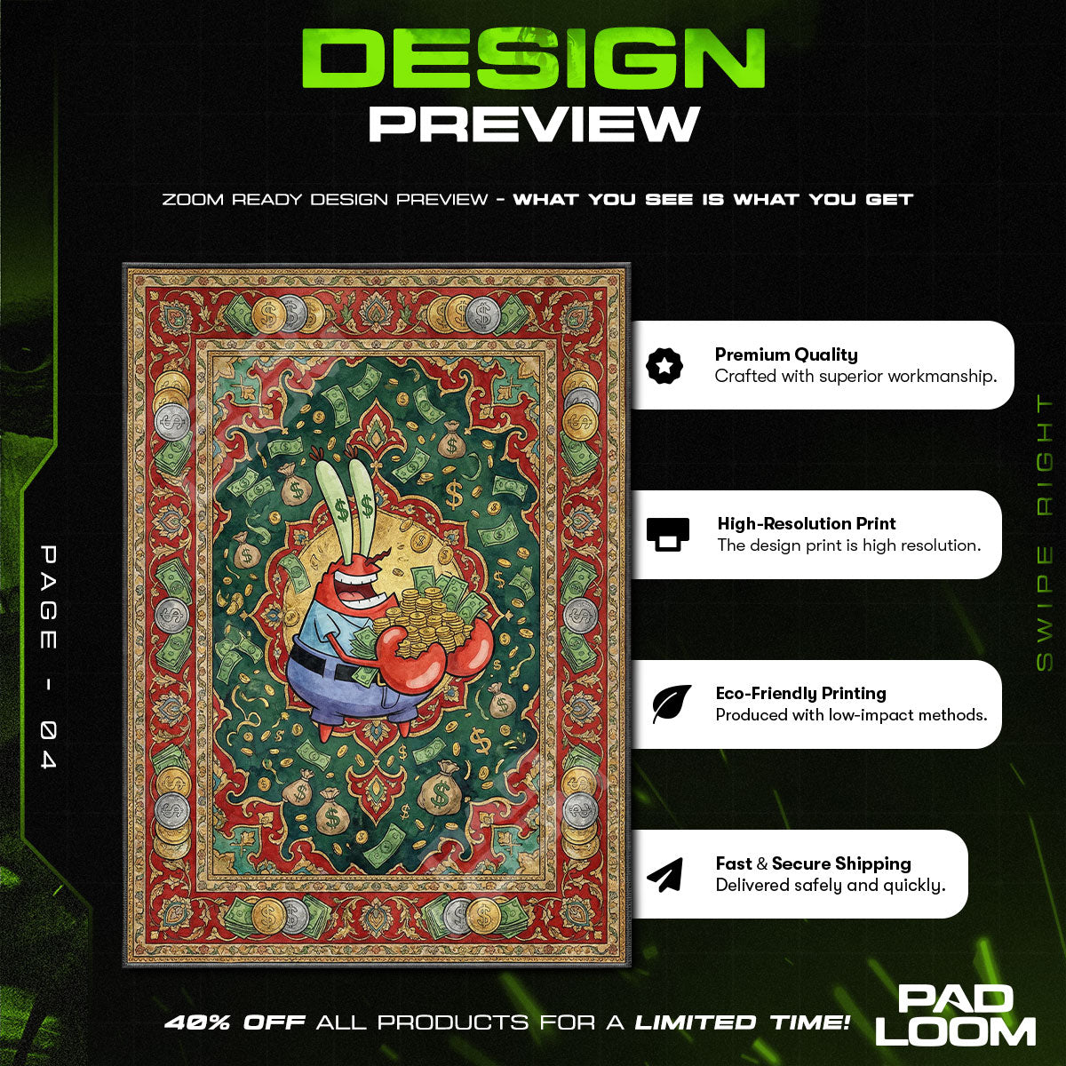 Mr. Krabs Money SpongeBob Cartoon Area rug — main product view