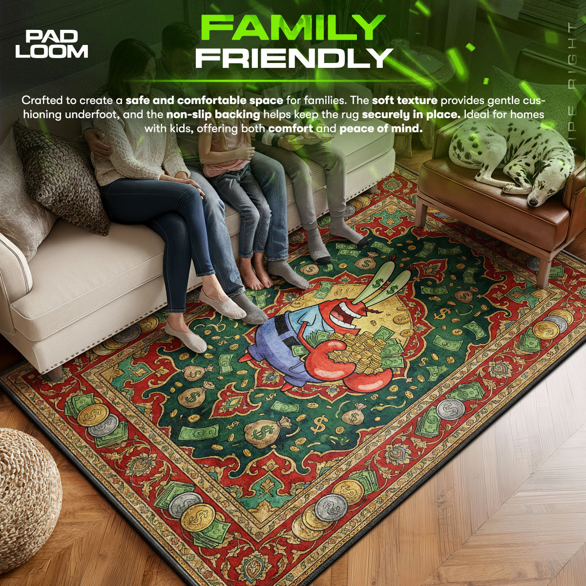 Area character design printed on rug