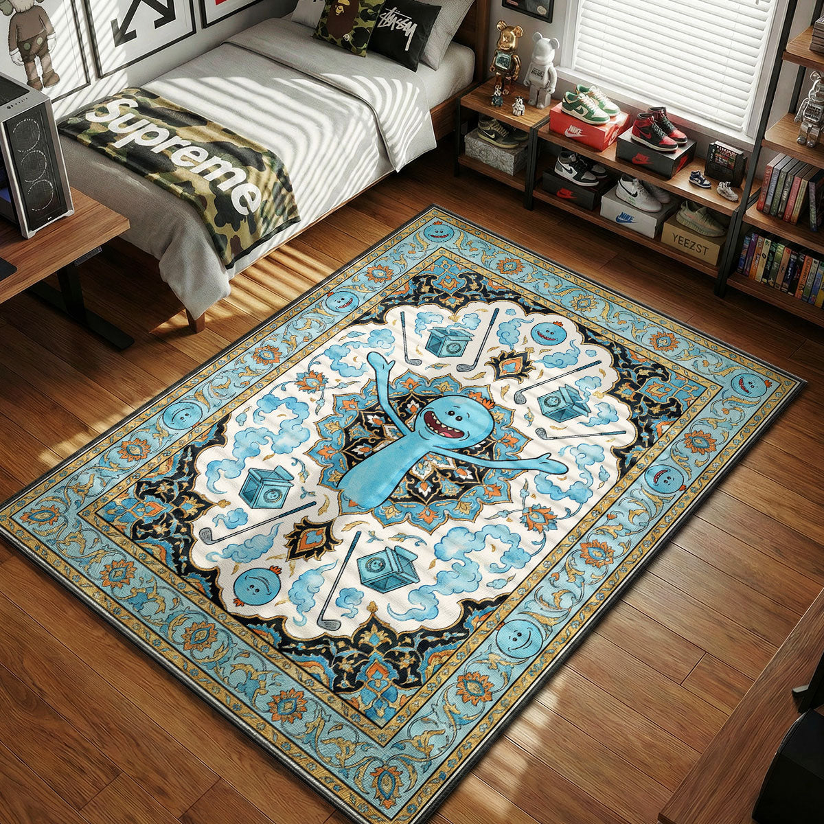 Mr Meeseeks Rug | Cartoon Area Rug – Padloom