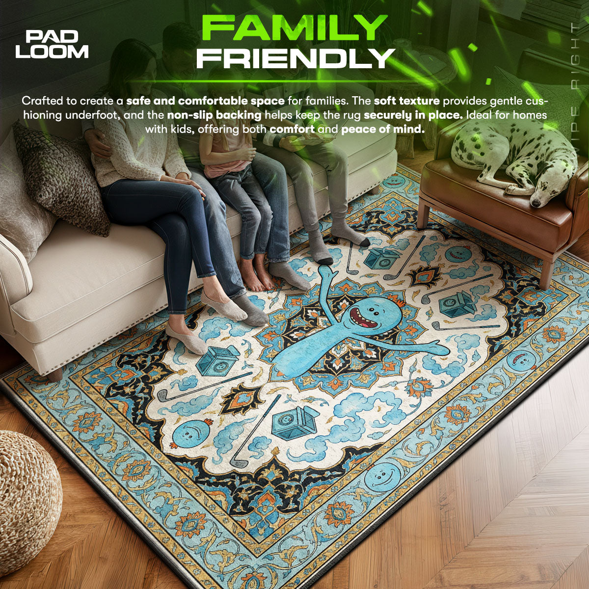 Area character design printed on rug