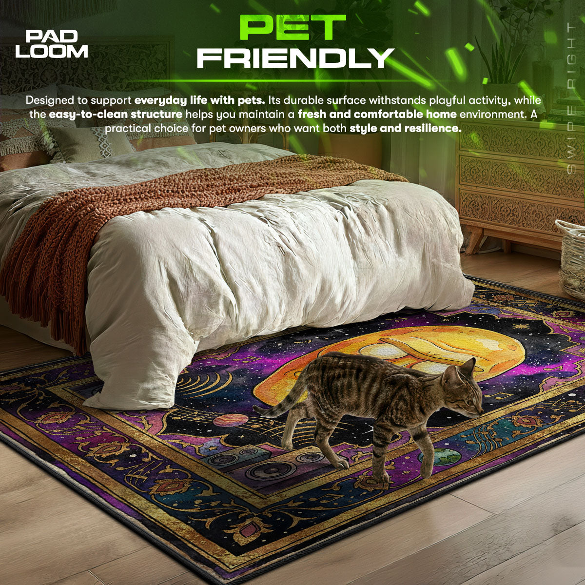 Area character design printed on rug