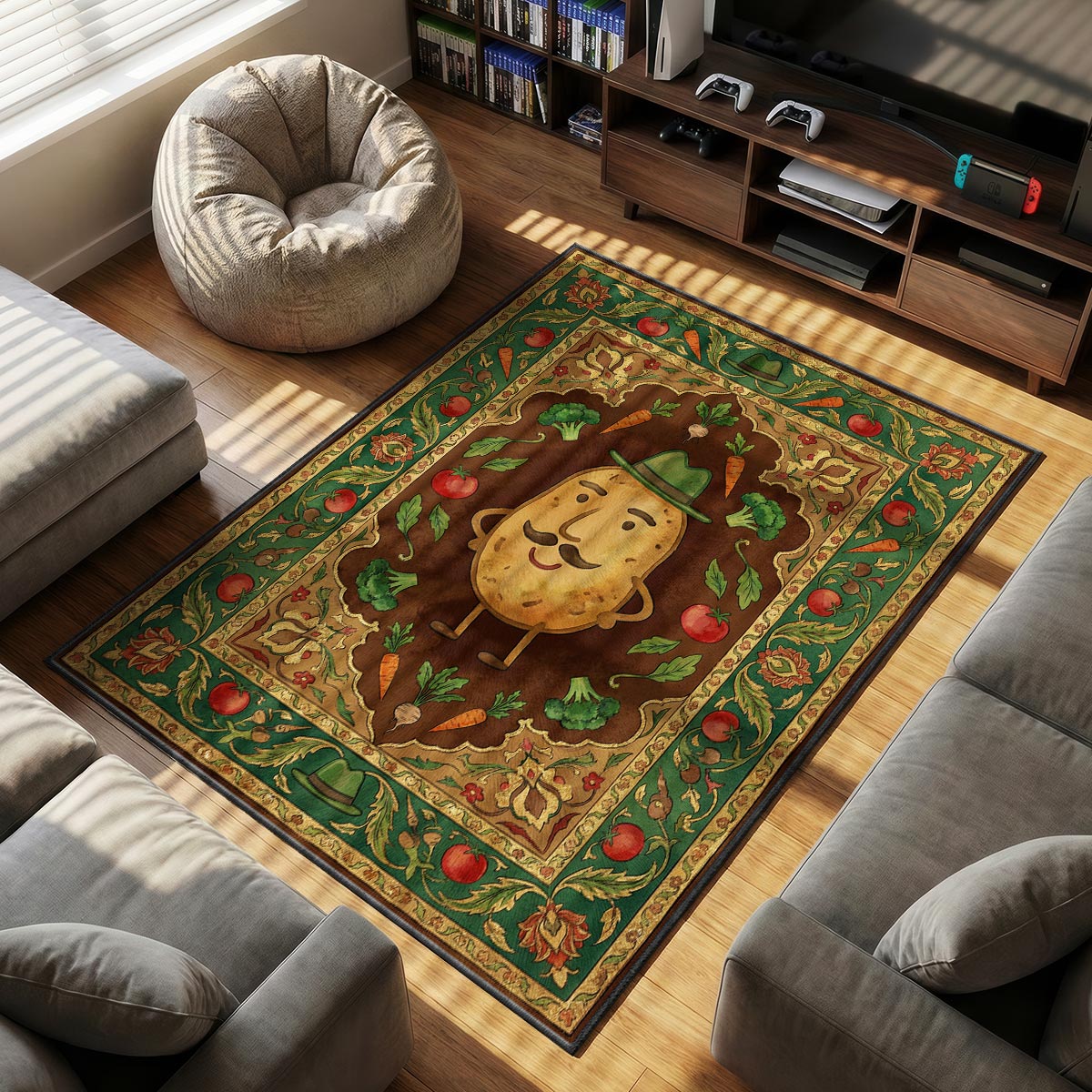 Mr Potato themed area rug for home decor fans