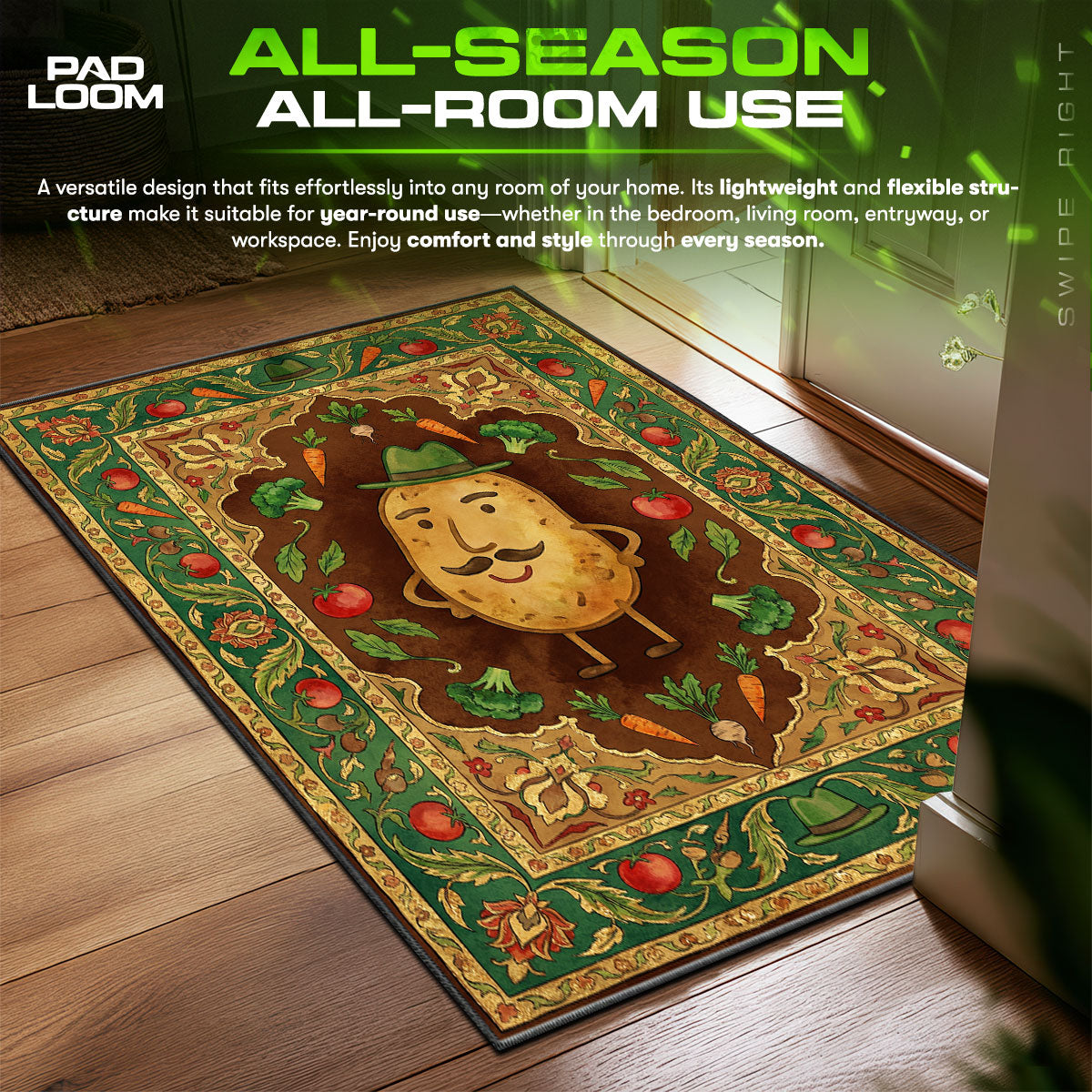 Mr Potato Head Veggie Garden Kids fan rug — premium quality print
