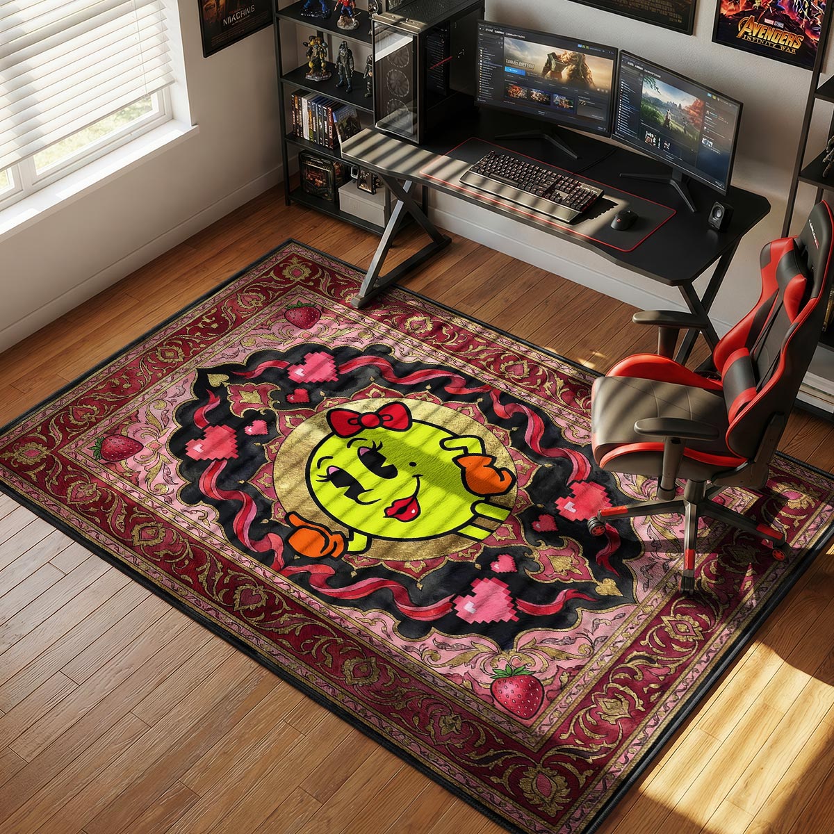Ms. Pac-Man Retro Queen Rug - Pac-Man Chair Mat