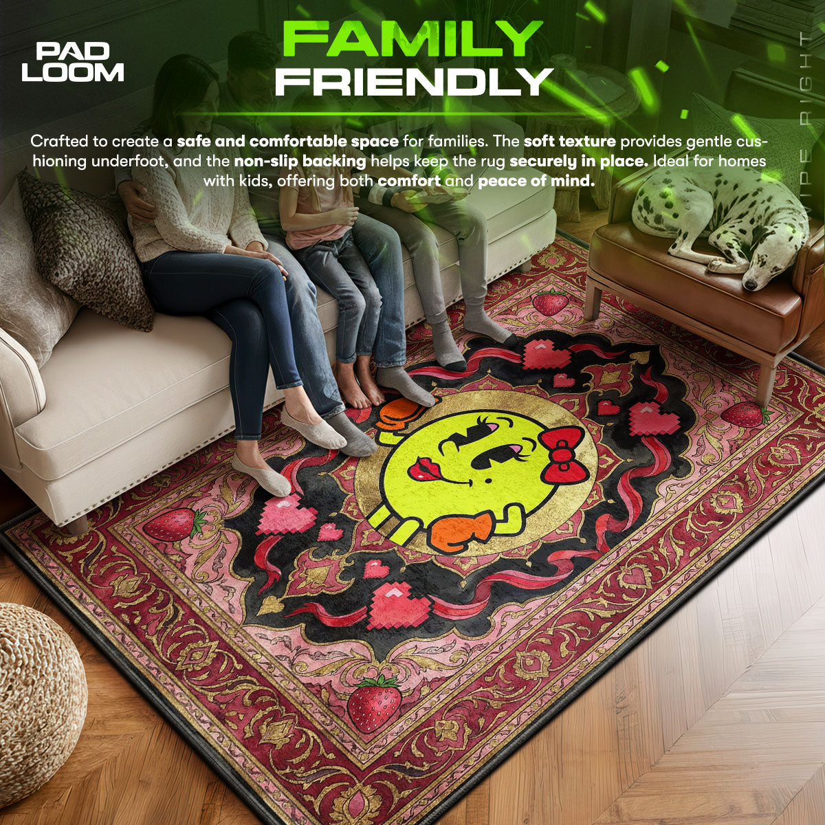 Ms. Pac-Man Retro Queen Rug - Pac-Man Chair Mat