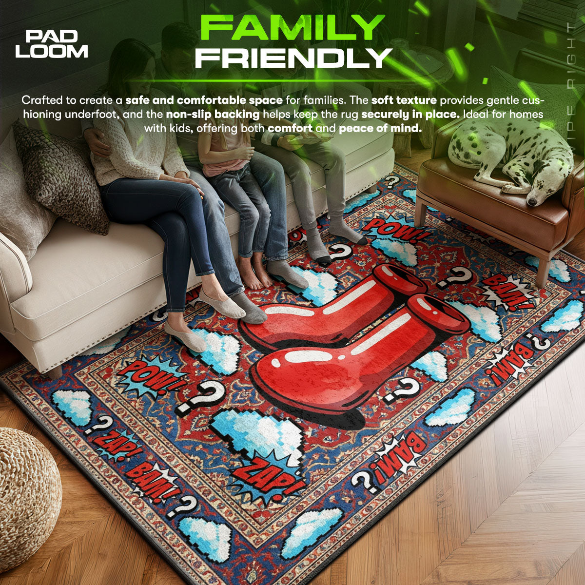 MSCHF area rug showing full home decor artwork