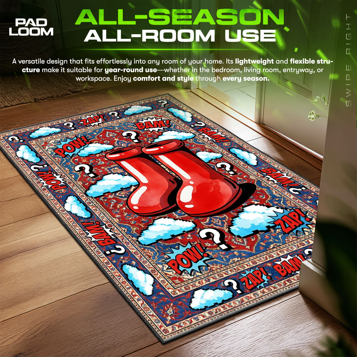 MSCHF Big Red Boot Comic Hypebeast Floor fan rug — premium quality print