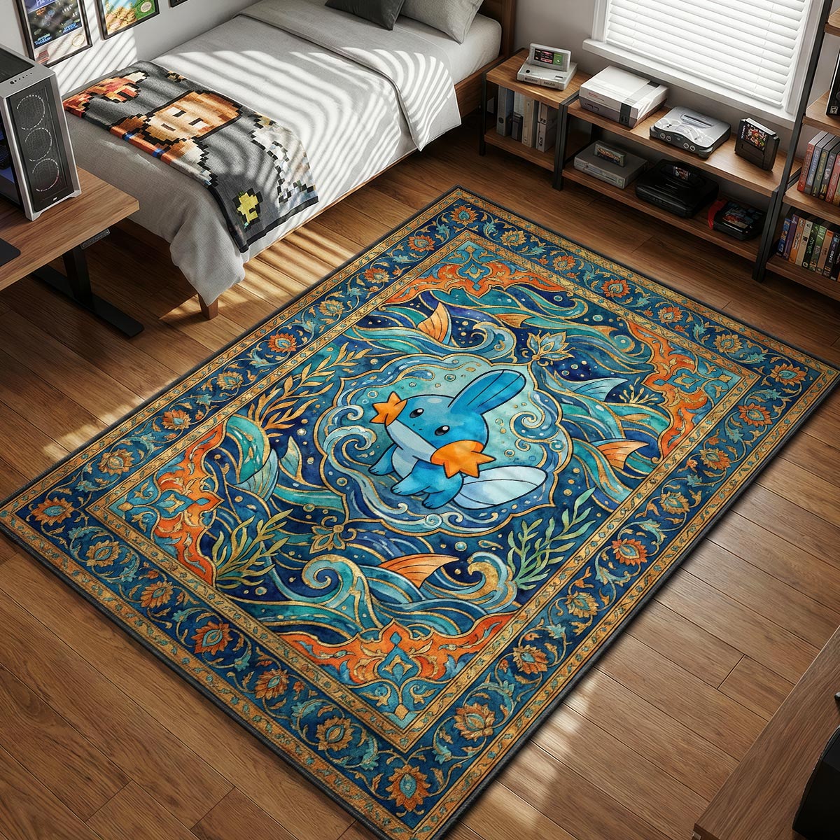 Mudkip Rug Mudkip Hydro Wave Rug - Pokemon Chair Mat | Padloom