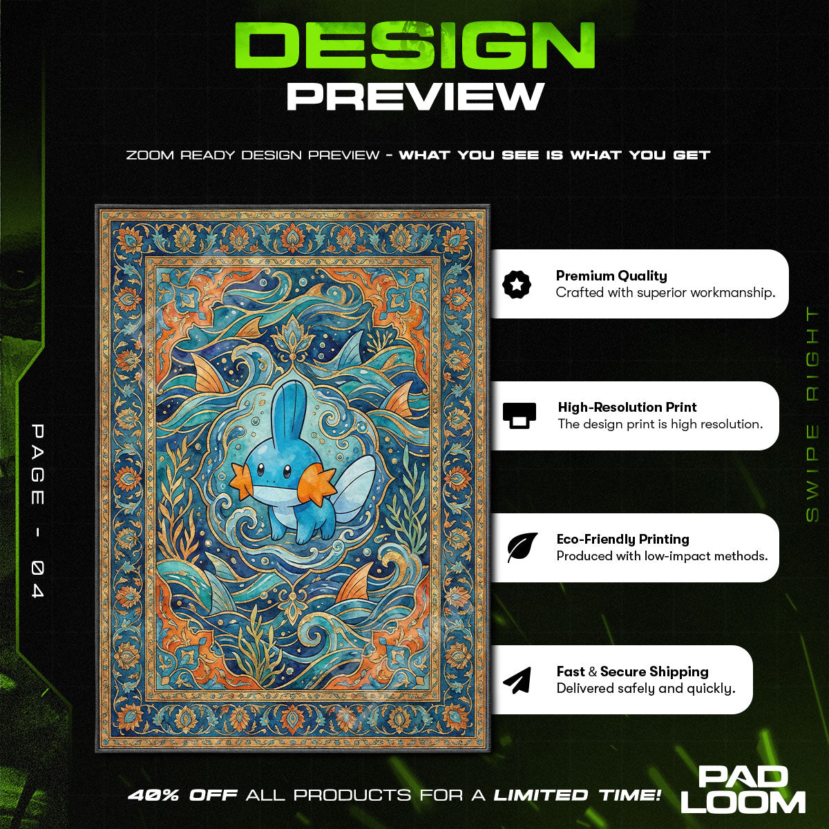 Chair character design printed on rug