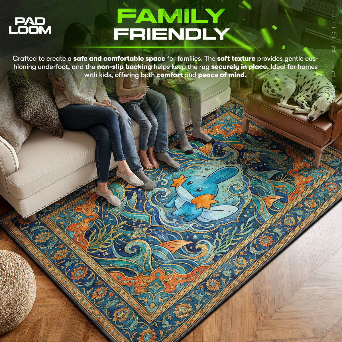 Mudkip area rug showing full Pokemon artwork