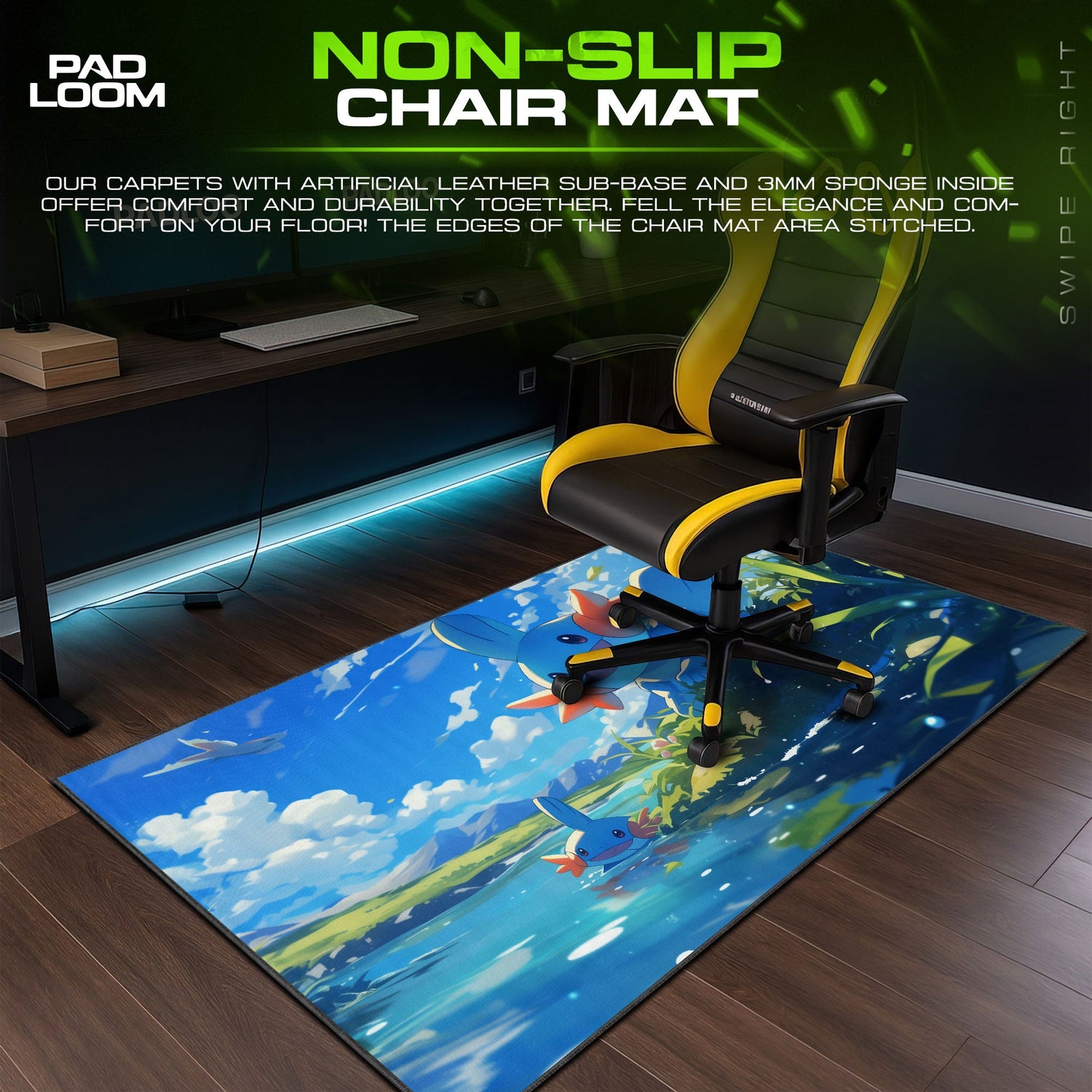 Mudkip Mouse Pad, River Scene Pokémon Gamer Desk Mat Padloom