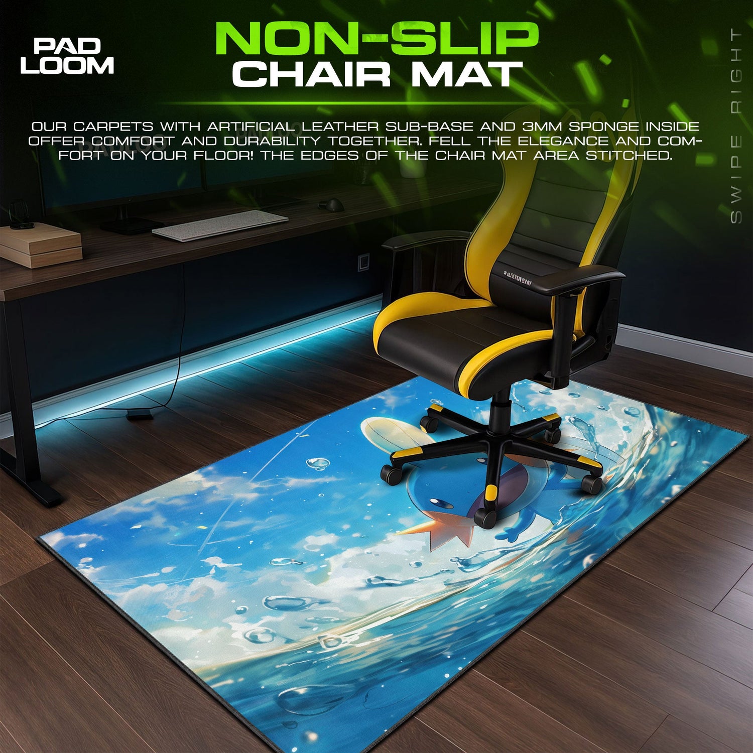 Mudkip Mouse Pad, Water Pokémon Gamer Desk Mat Padloom