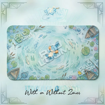 Mudkip Pond Pokemon TCG playmat, 24x14 in mat design