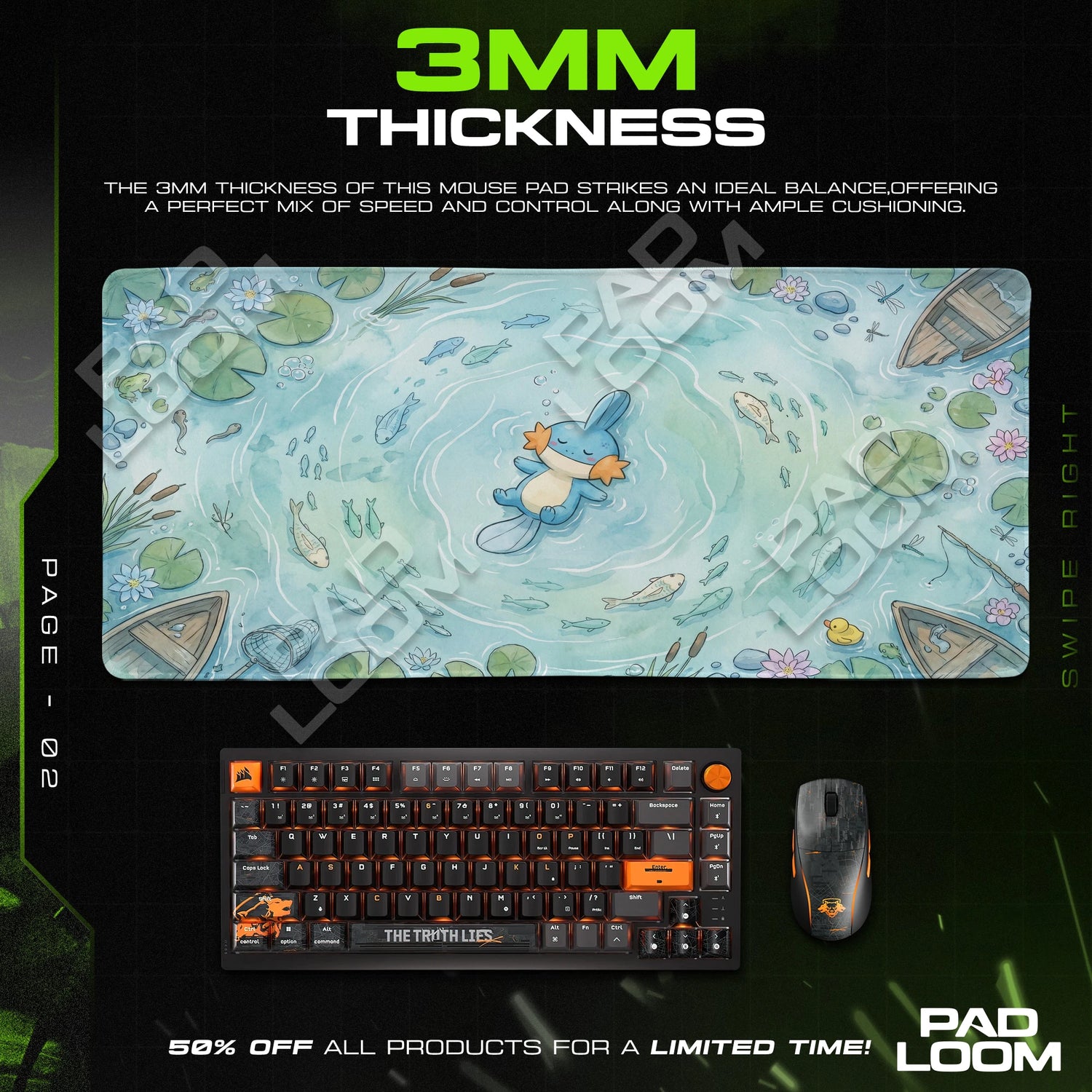 Mudkip Ripple Pond Mouse Pad - Pokemon Desk Mat