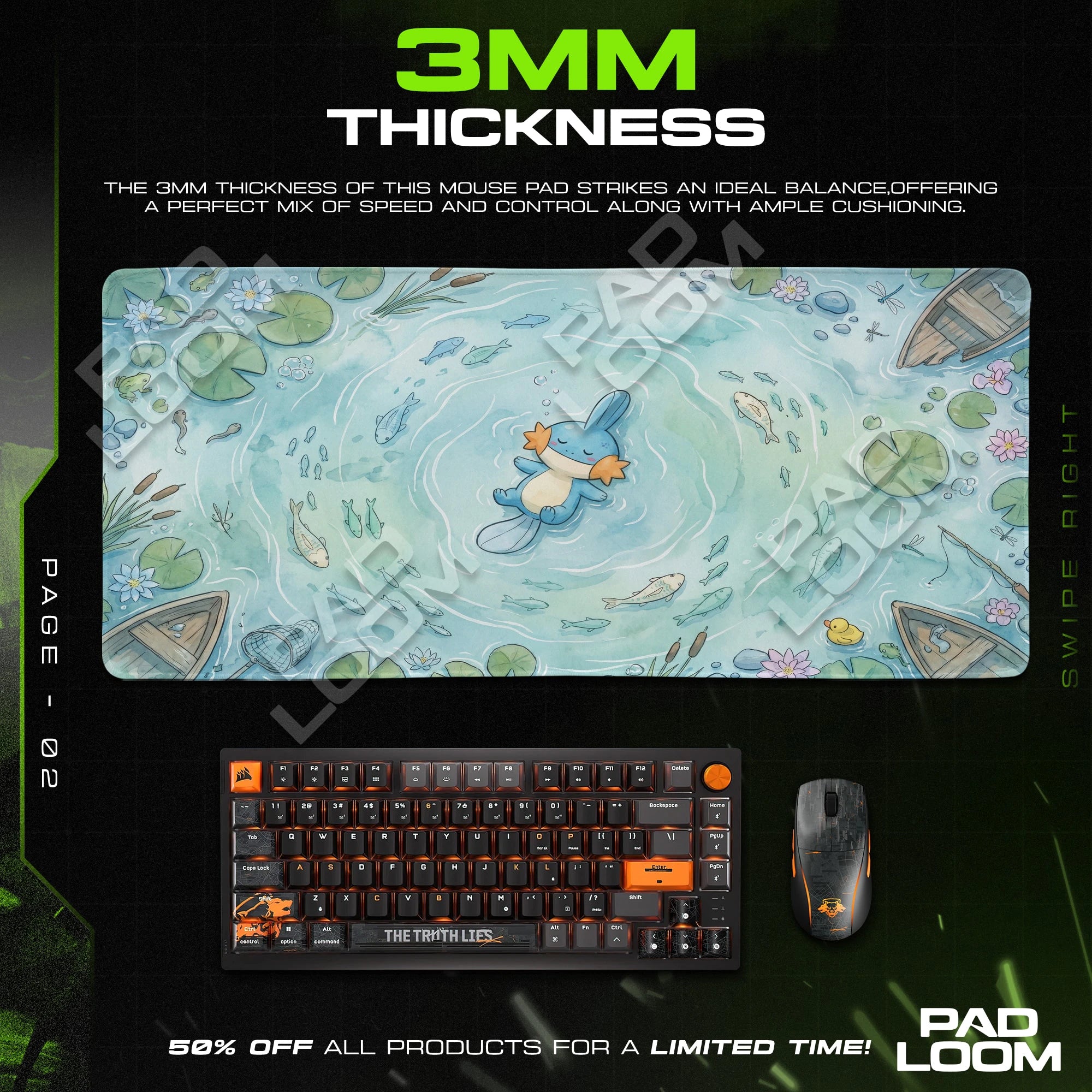 Mudkip Ripple Pond Mouse Pad - Pokemon Desk Mat