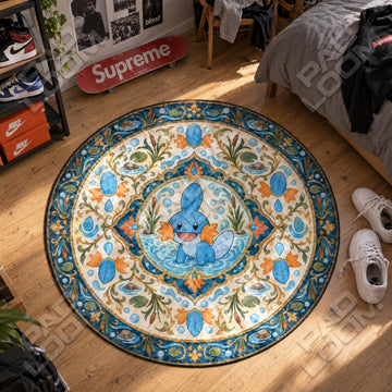 Mudkip Wading Pokemon round rug on a bedroom floor - Pokemon chair mat