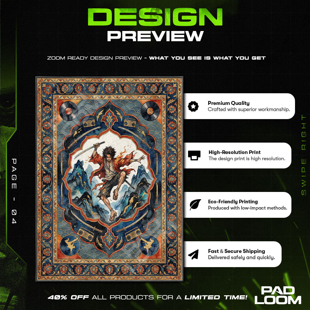 Chair character design printed on rug