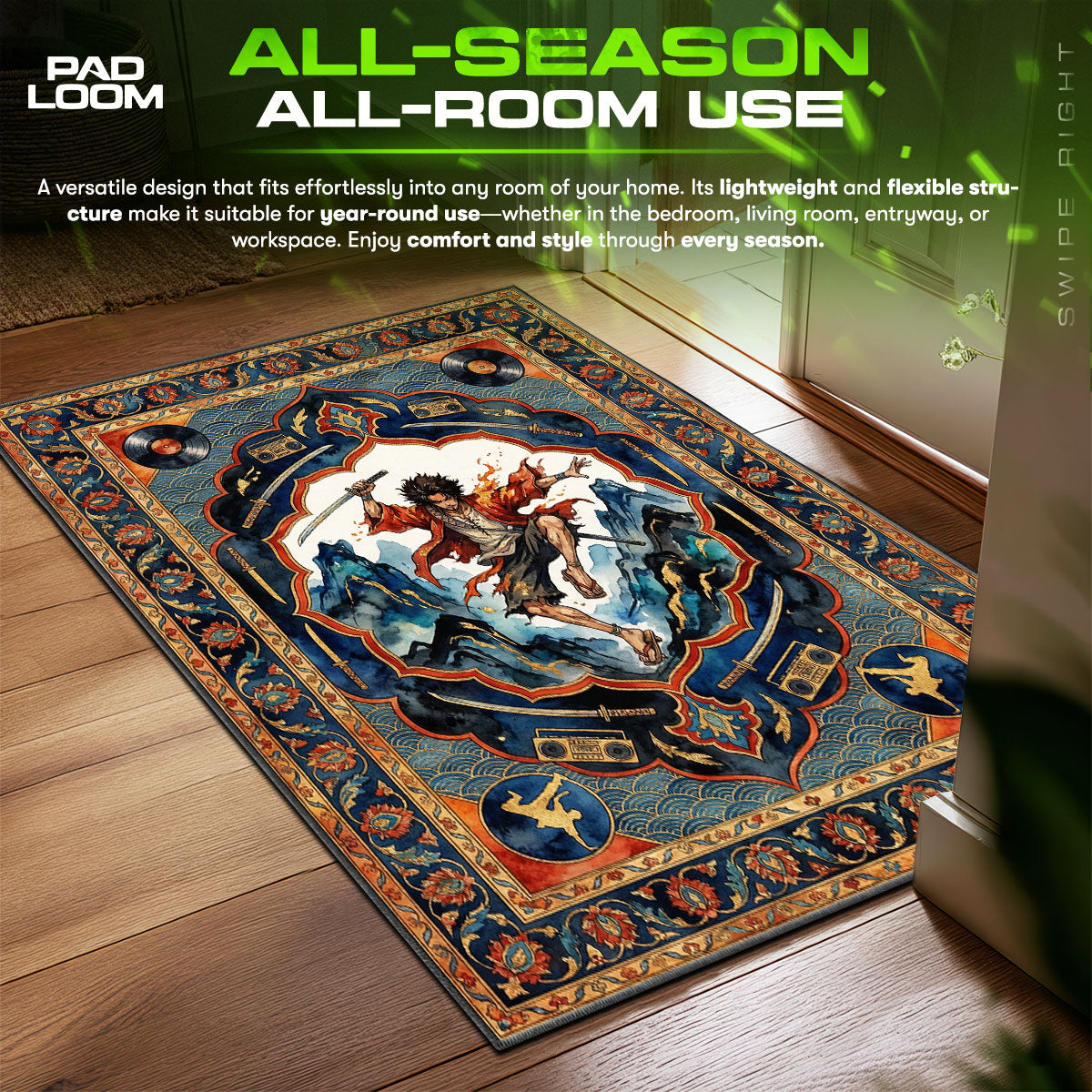 Mugen Champloo Beat Samurai Champloo Chair fan rug — premium quality print