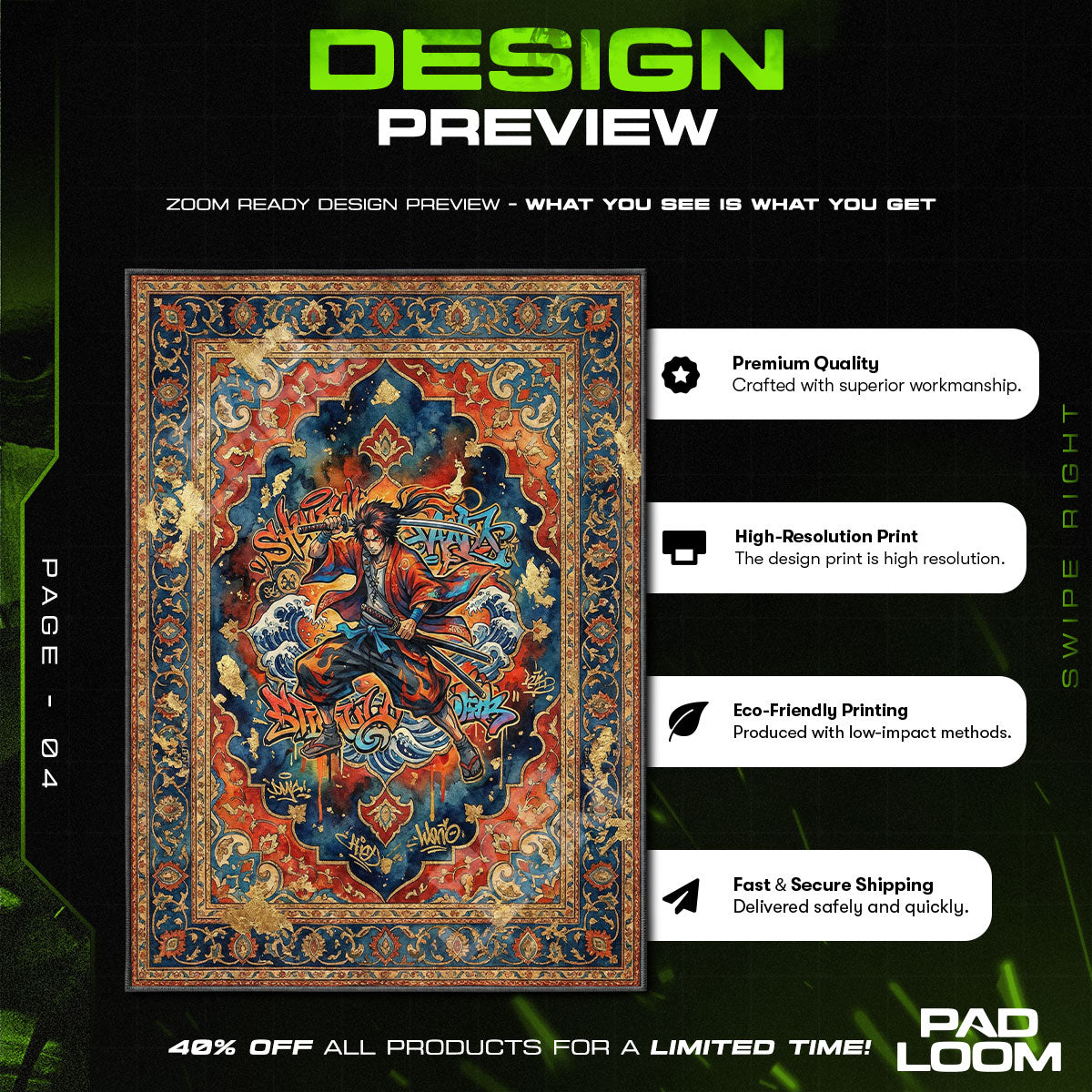 Chair character design printed on rug