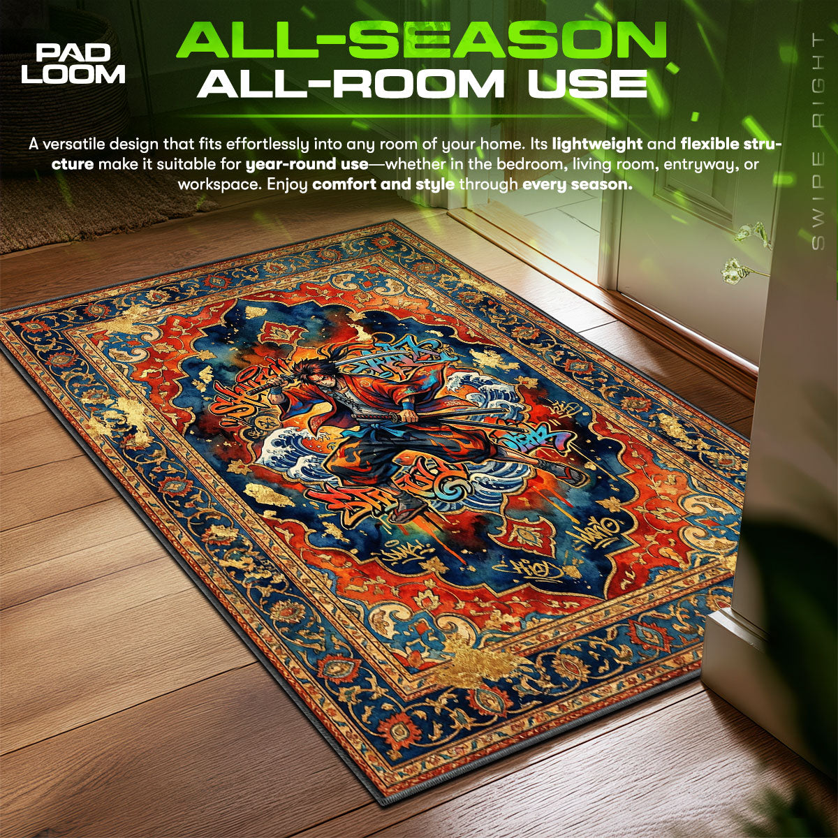 Mugen Graffiti Strike Samurai Champloo Chair fan rug — premium quality print