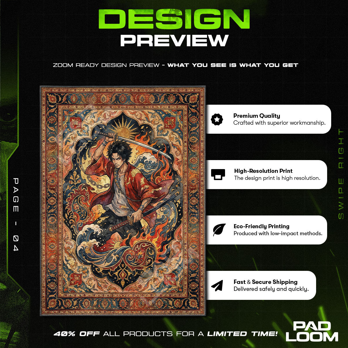 Chair character design printed on rug
