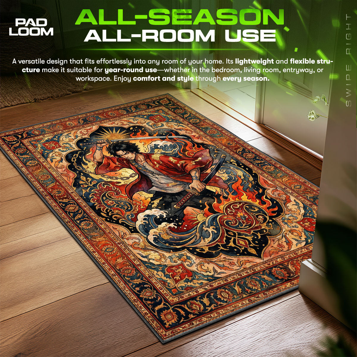 Mugen Sun Storm Samurai Champloo Chair fan rug — premium quality print