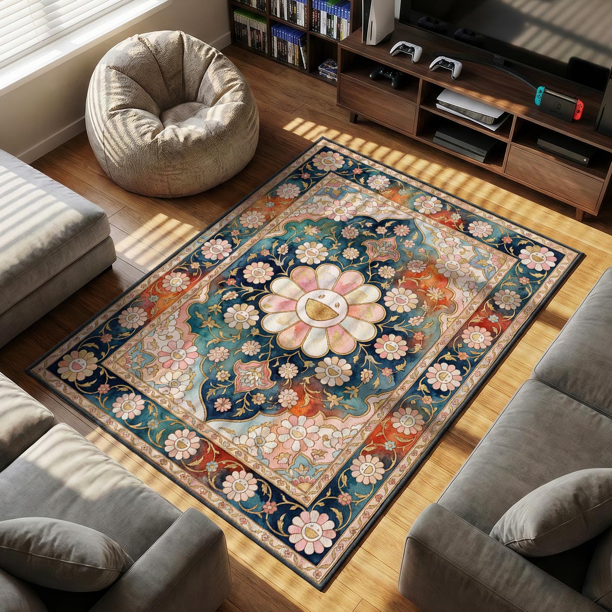 Murakami Persian themed area rug for home decor fans