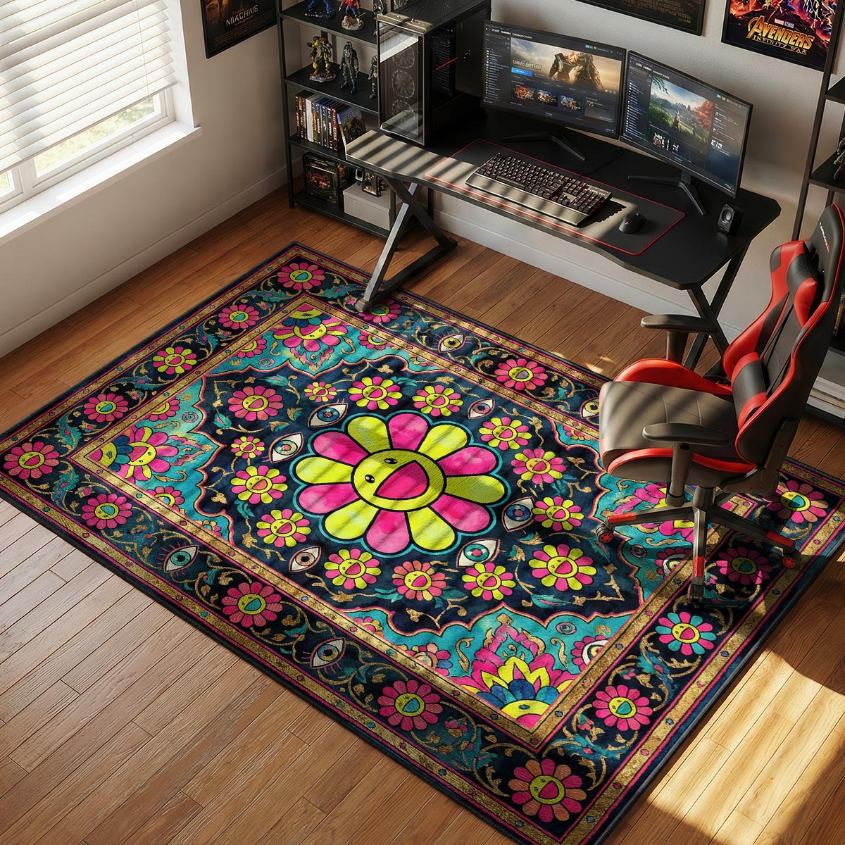 Murakami Teal Persian Hypebeast Floor rug — main product view