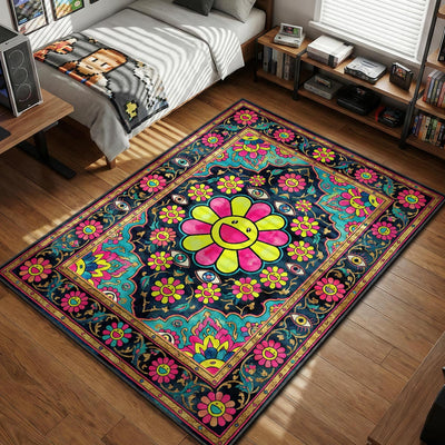 Murakami Teal Persian Rug - Hypebeast Floor Mat
