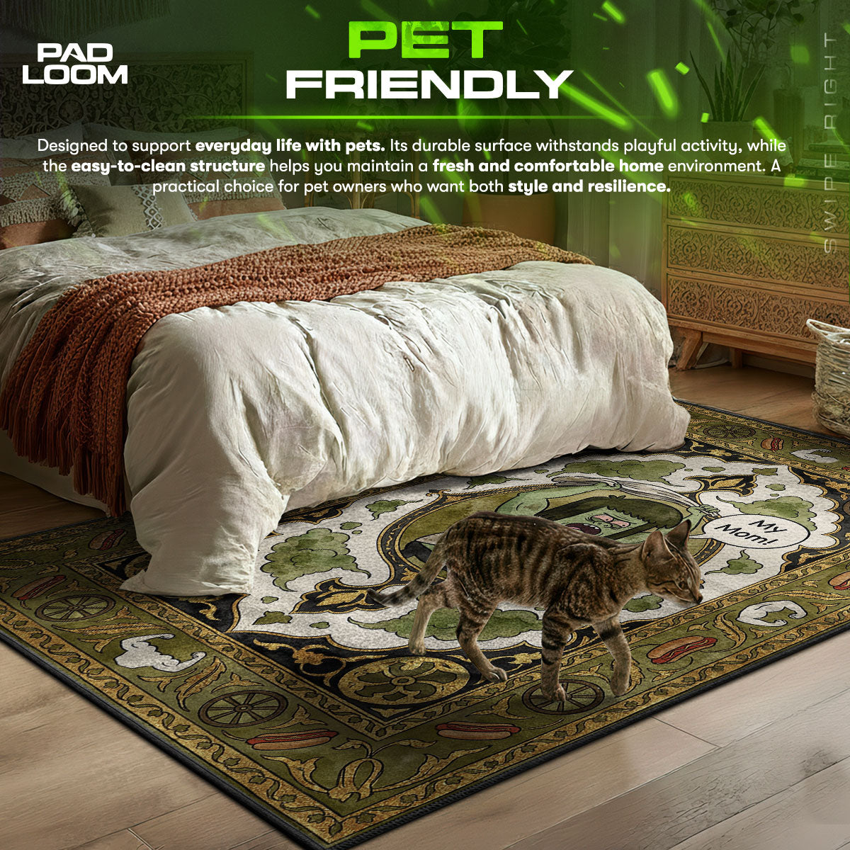 Muscle Man themed area rug for home decor fans