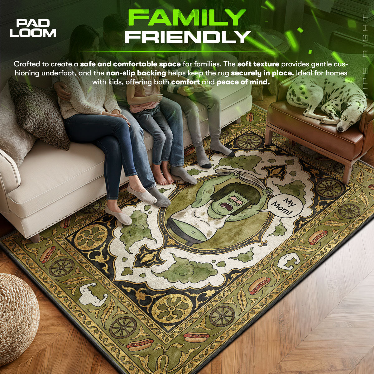 Area character design printed on rug