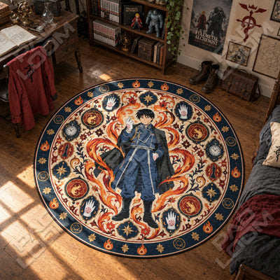 Mustang Snapping Round Rug - Fullmetal Alchemist Chair Mat