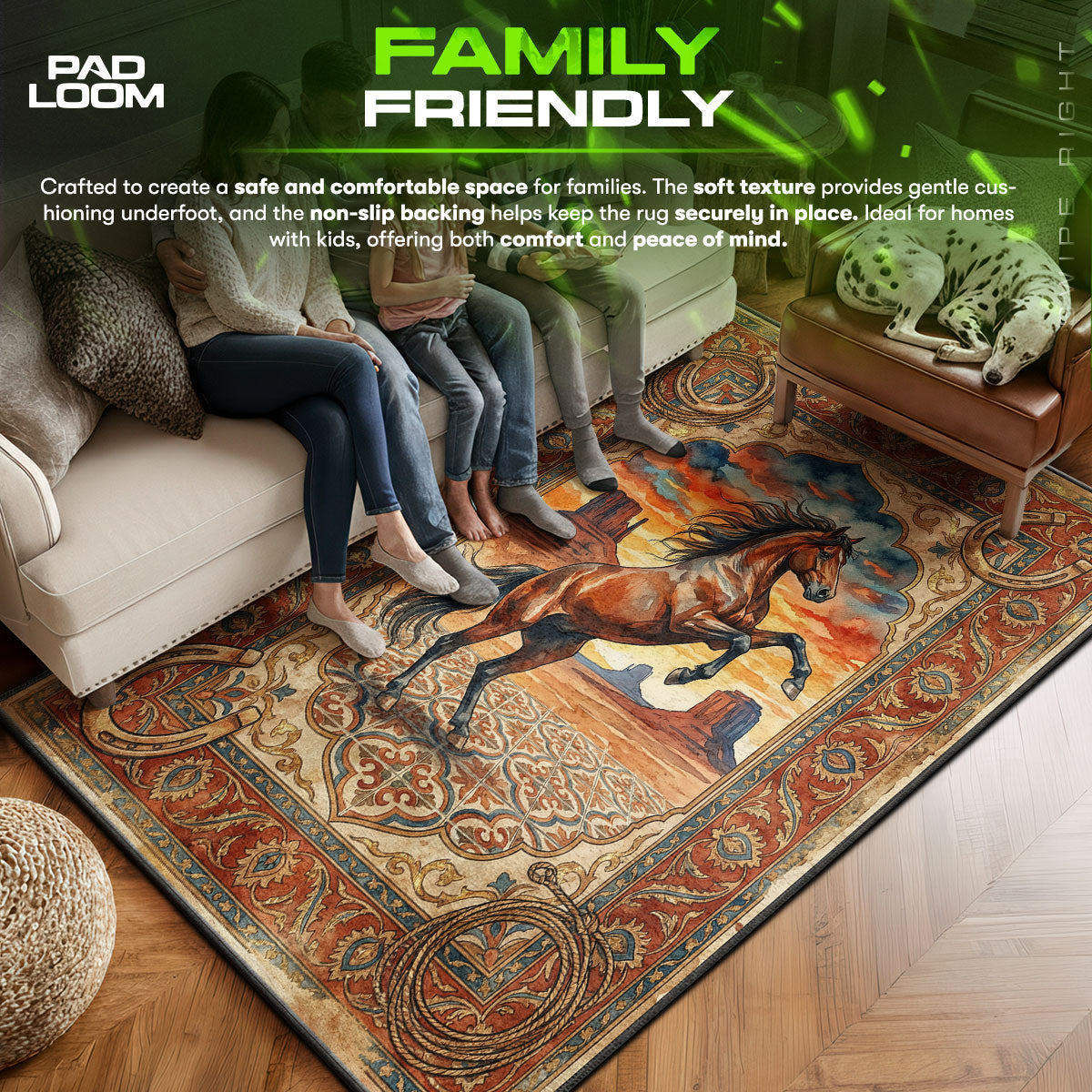 Area character design printed on rug