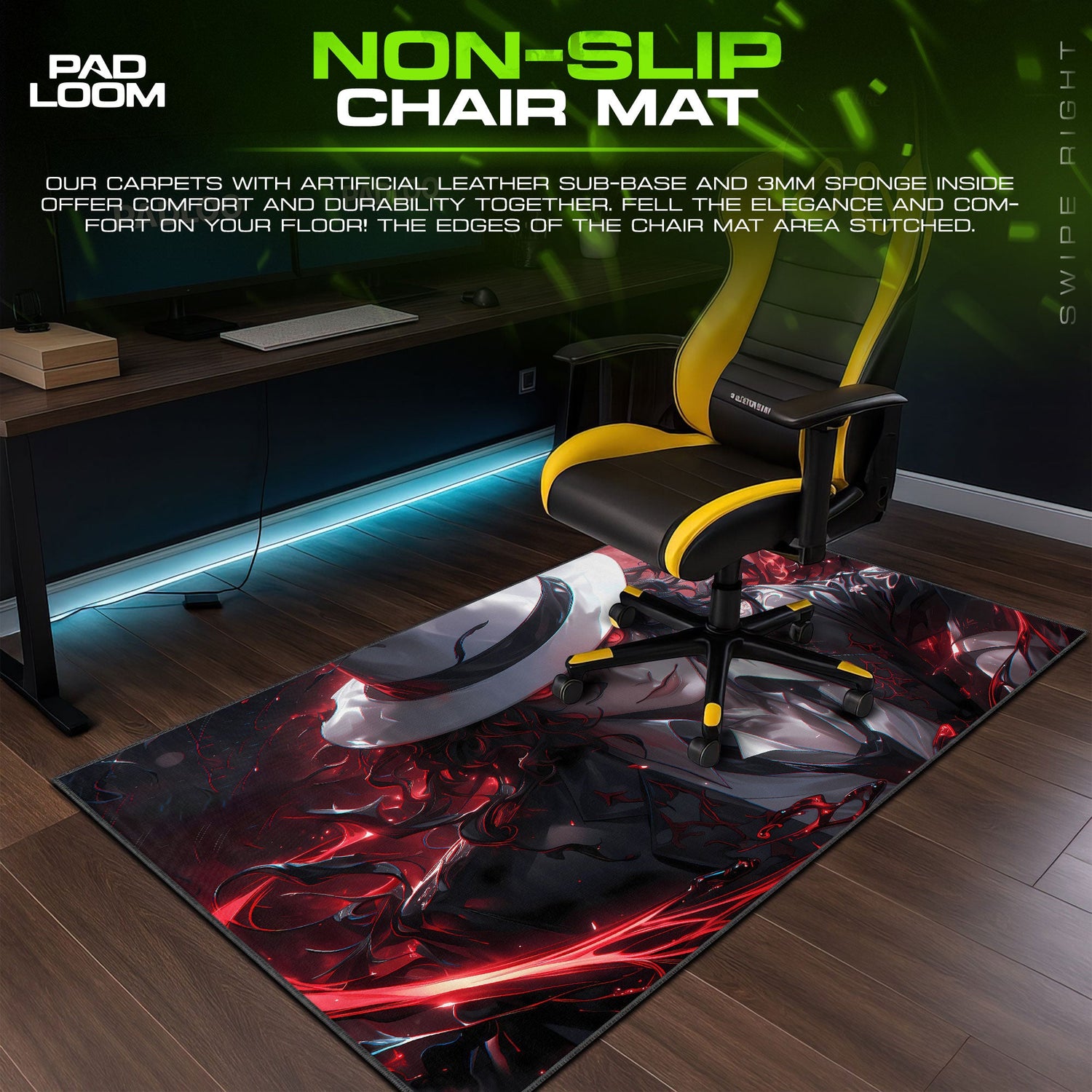 Muzan Kibutsuji Crimson Gaze Mouse Pad, Anime Gaming Desk Mat Padloom