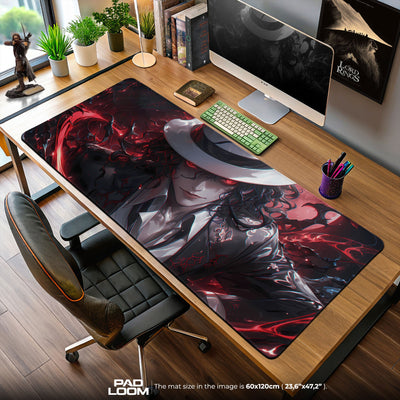 Muzan Kibutsuji Crimson Gaze Mouse Pad, Anime Gaming Desk Mat